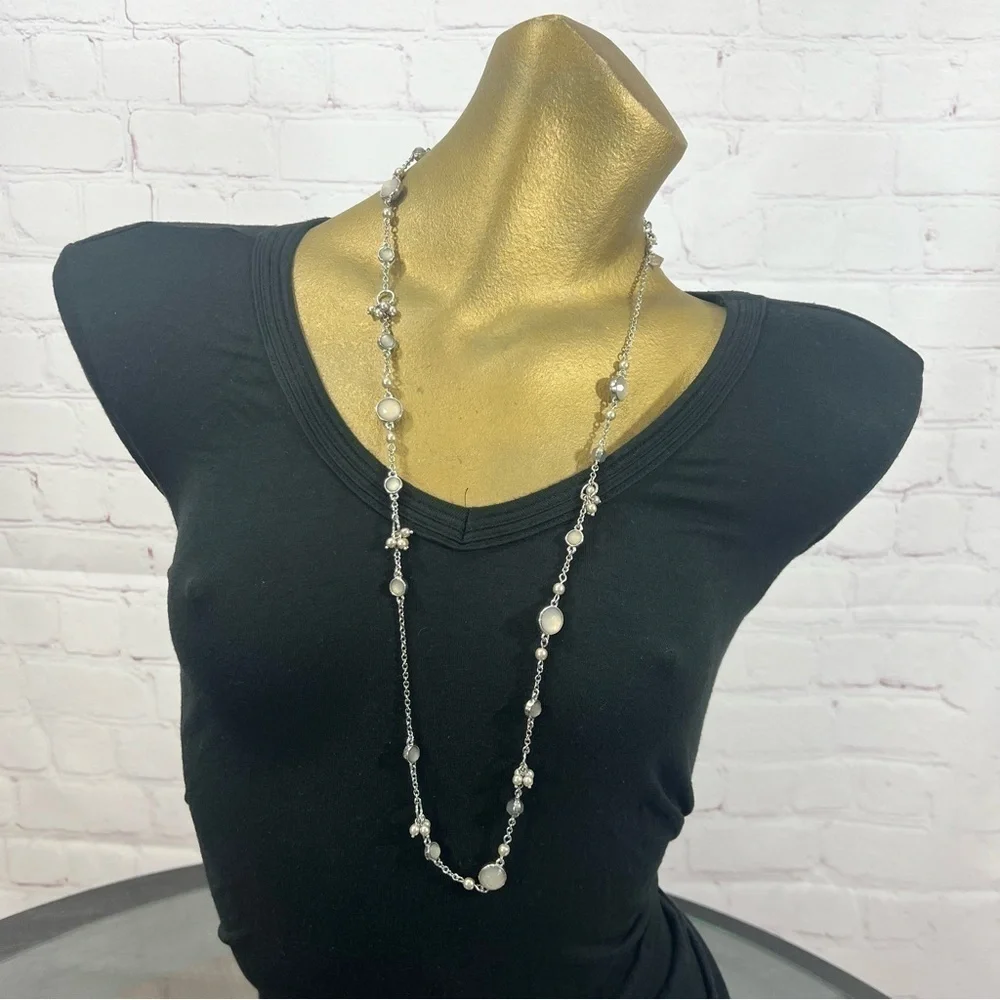 BANANA REPUBLIC silver toned 34” long necklace + One more